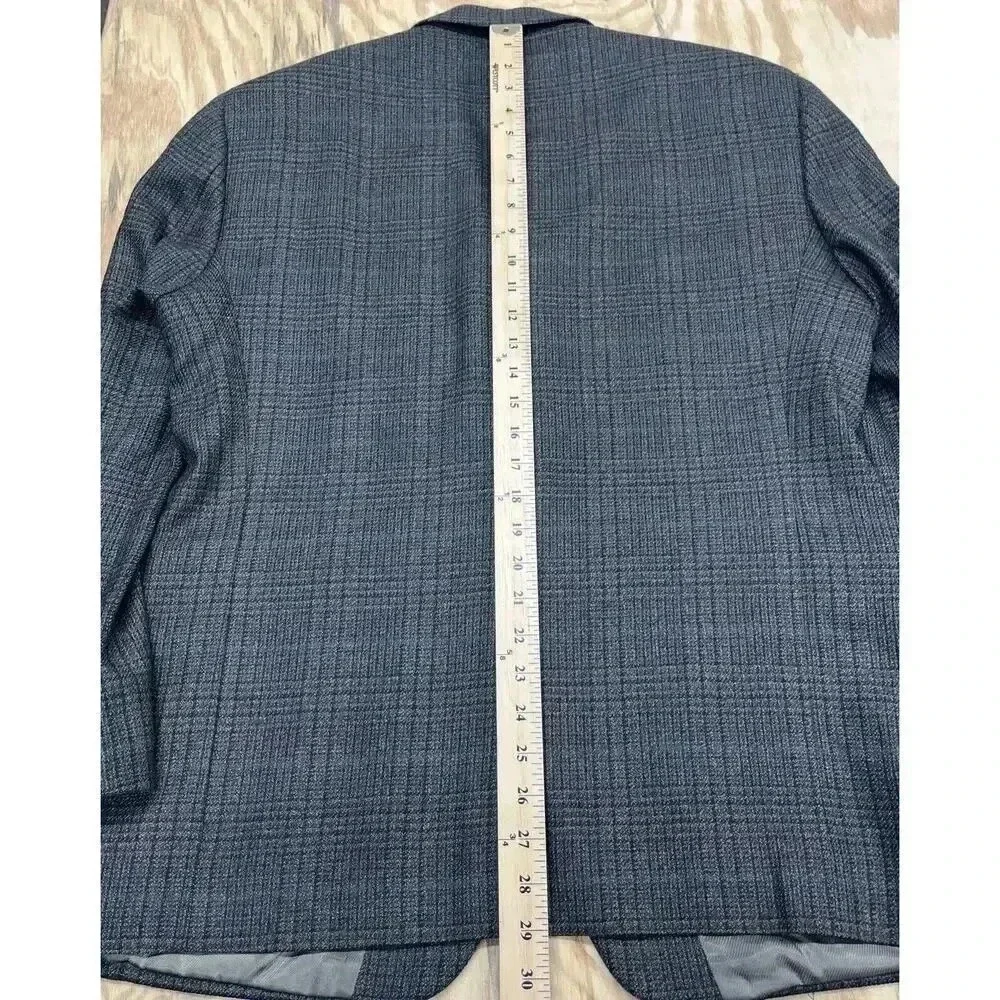 Andrew Fezza Plaid 3 Button Sport Coat Blazer Mens 40S Brown Lambswool